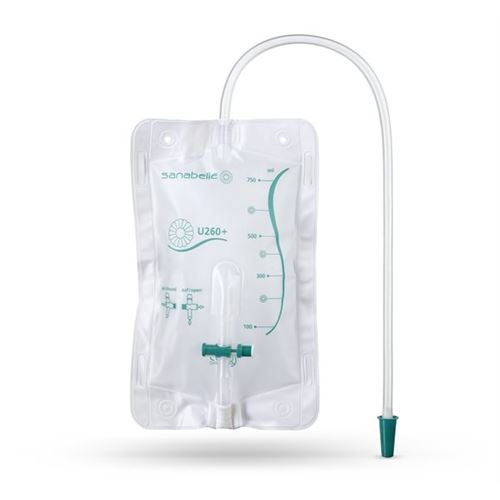 Sanabelle leg bag U260 + 750ml 50cm sterile individually packed with T-drain valve and tuck buy online