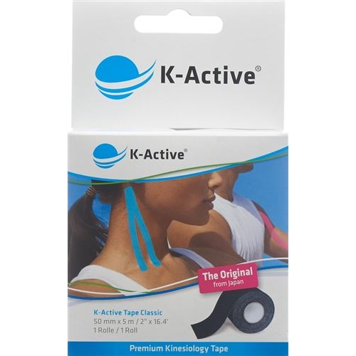 K-active Kinesio Tape 5cmx5m Schwarz Wasserabweisend 6 Stück buy online