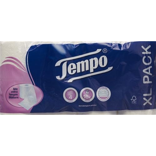 Tempo toilet paper Premium white 4lagig 110 sheets of 16 pieces buy online