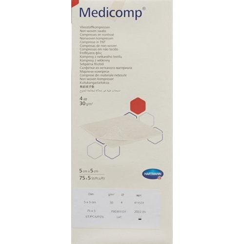 Medicomp Vlieskompressen 5x5cm 4-fach 30g/m2 75x 5 Stück buy online