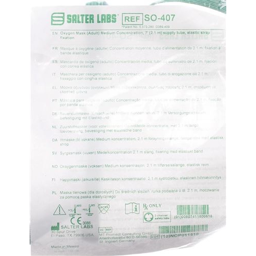 Salter Labs oxygen mask + hose 2.1m buy online