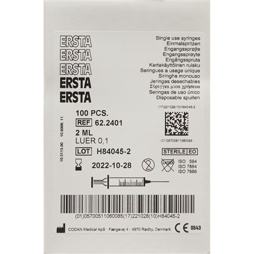 Ersta Einmalspritzen Luer 2ml Zentrisch 100 Stück buy online