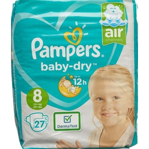 Pampers Baby Dry Grösse 8 17+kg Extra Large Spar 27 Stück buy online