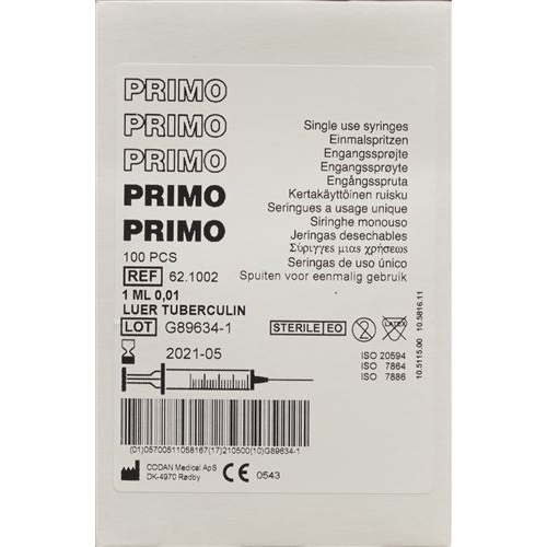 Primo Tuberkulin Spritzen Luer O Nad 100x 1ml buy online