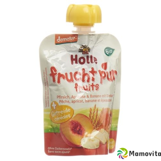 Holle Panda Peach - Pouchy peach apricot and banana with Spelled 100 g buy online