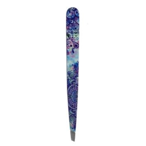 Hausmann Tweezers Slanted Blue Mandala Design buy online