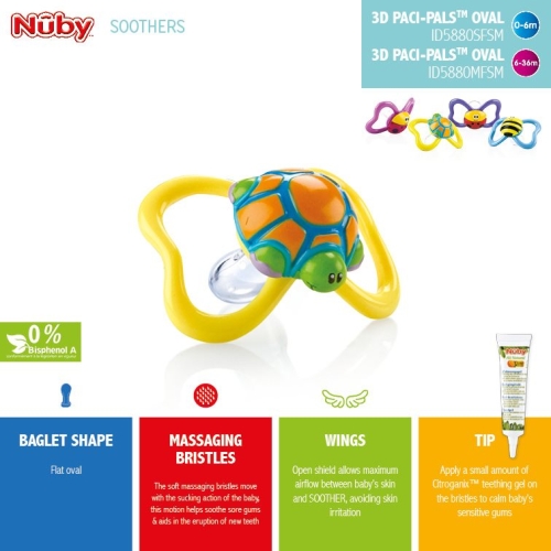 Nuby Nuggi Paci-Pals Oval Silikon Noppen 6-36 buy online