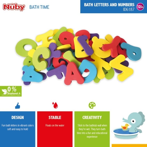 Nuby Alphabet und Zahlen für Badewanne 36 Stück buy online