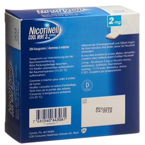 Nicotinell Cool Mint 2mg 204 Kaugummi buy online