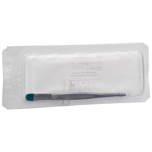 Promedical metal tweezers 14cm anatomically sterile green marker buy online