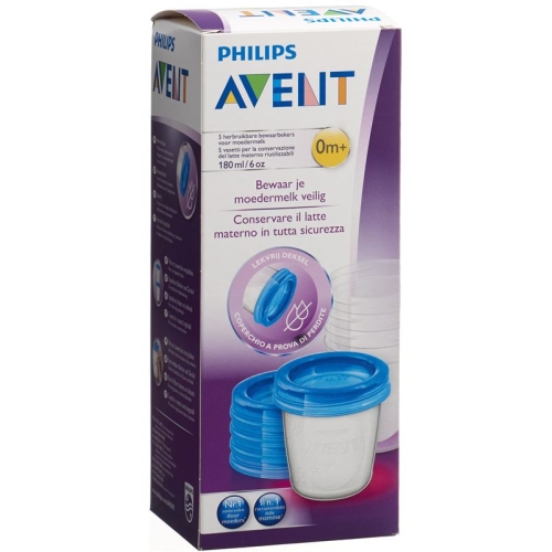 Avent Philips Via Storage cup 180ml 5 cups. 5 cover buy online