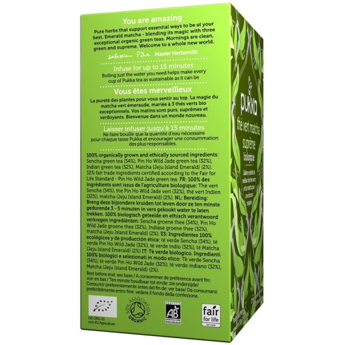 Pukka Thé Vert Matcha Suprême Thé bio Btl 20 pcs buy online