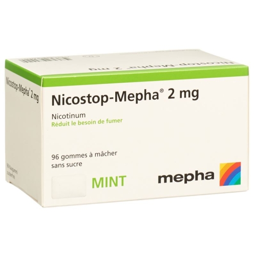 Nico stop Mepha gum 2 mg mint 96 pcs buy online