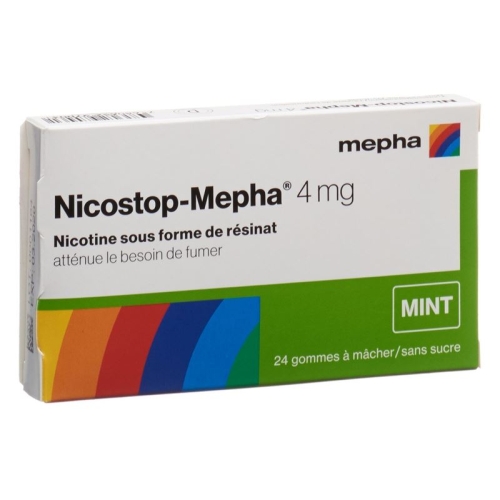 Nico stop Mepha gum 4 mg mint 24 pcs buy online