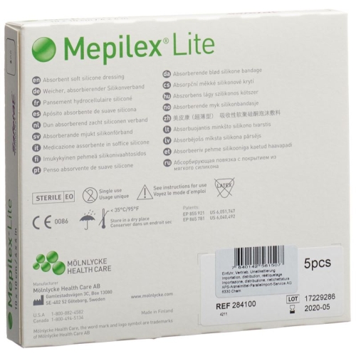 Mepilex (pi) Lite Absorpt Verb 10x10cm Silik 5 Stück buy online