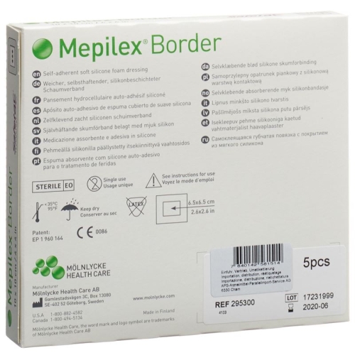 Mepilex (pi) Border Schaum Ver 10x10cm Sil 5 Stück buy online