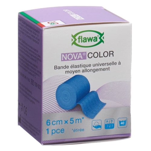 Flawa Nova Color Universalbinde 6cmx5m Blau buy online