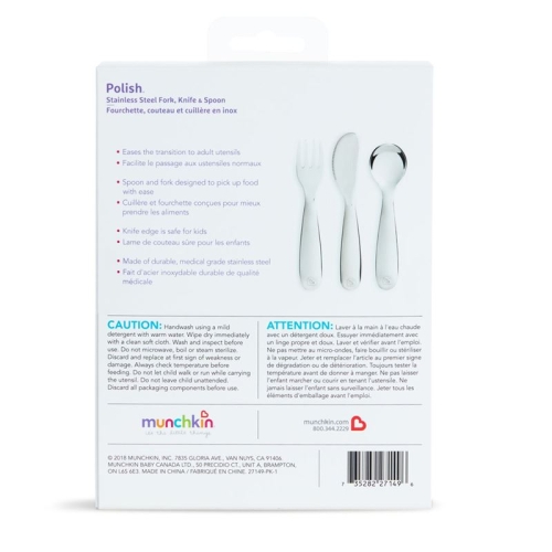 Munchkin Polish Set Of Stainless Steel Cutlery 3 Pieces buy online