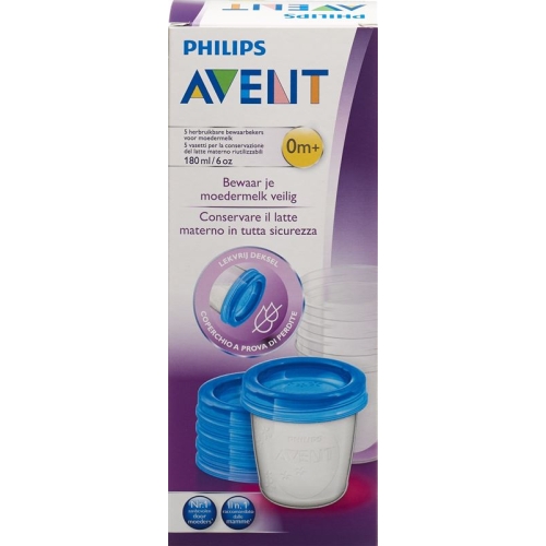 Avent Philips Via Storage cup 180ml 5 cups. 5 cover buy online