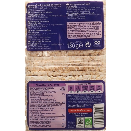 Lima Reiswaffeln Duenn Salzarm 130g buy online