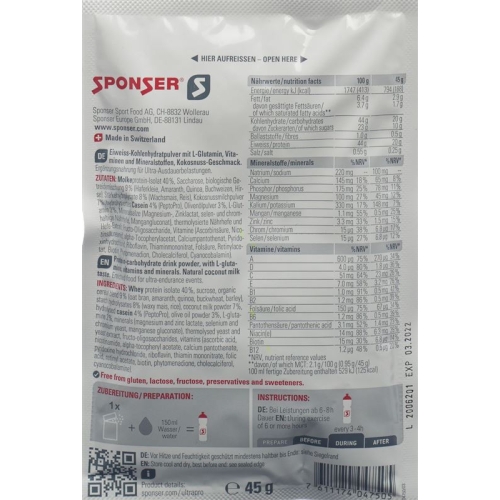 Sponser Ultra Pro Coconut 45g buy online