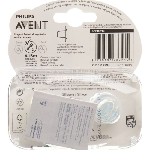 Avent Philips Beruhigungssauger Tiermotiv 6-18 Monate Boy 2 Stück buy online