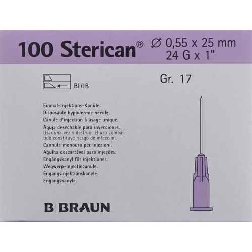 Sterican Nadel 24g 0.55x25mm Lila Luer 100 Stück buy online