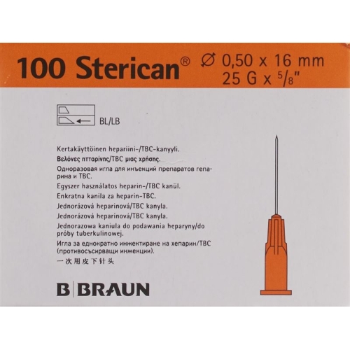 Sterican Nadel 25g 0.50x16mm Orange Luer 100 Stück buy online