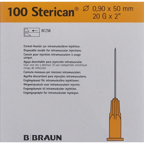 Sterican Nadel 20g 0.90x50mm Gelb Luer 100 Stück buy online