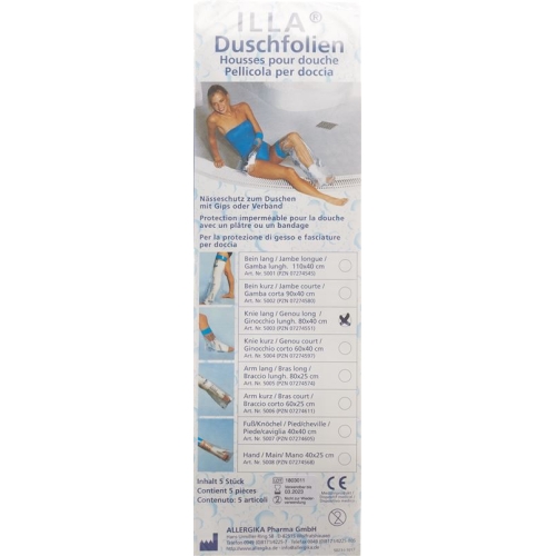 Illa Dusch Schutzfolie 80x40cm Fuss Knie Beutel 5 Stück buy online