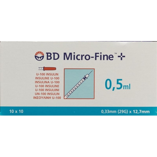 BD Microfine+ U100 Insulin Spritze 0.33mm x 12.7mm 0.5ml buy online