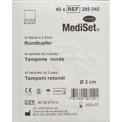 Mediset IVF Rundtupfer 3cm Steril 40 Beutel 2 Stück buy online