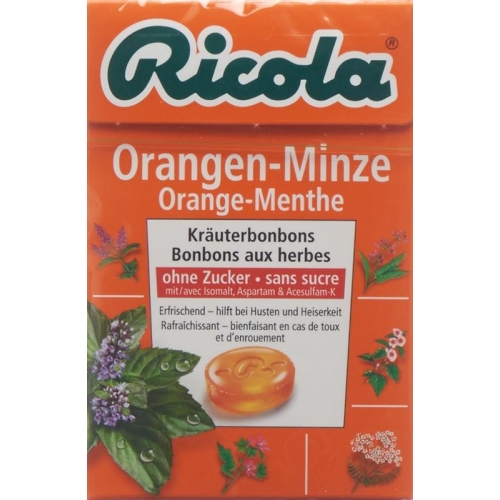 Ricola Orangen-Minze Kräuterbonbons ohne Zucker Box 50g buy online