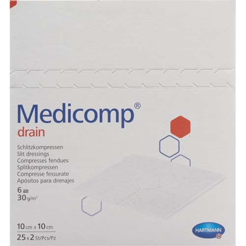 Medicomp Drain Vlieskompressen 10x10cm Steril 25 Beutel 2 Stück buy online