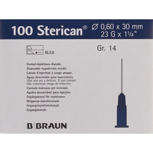 Sterican Nadel 23g 0.60x30mm Blau Luer 100 Stück buy online