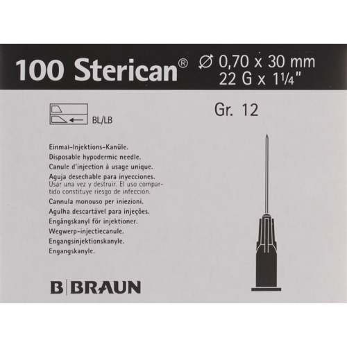 Sterican Nadel 22g 0.70x30mm Schwarz Luer 100 Stück buy online