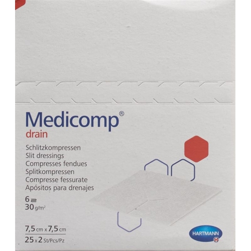 Medicomp Drain Vlieskompressen 7.5x7.5 Steril 25 Beutel 2 Stück buy online