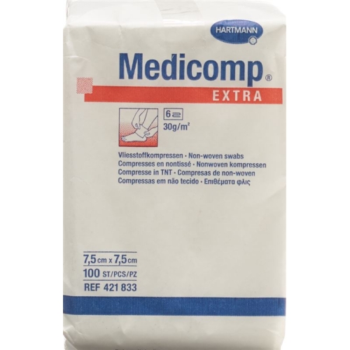 Medicomp Extra Vlieskompressen 7.5x7.5cm Nicht Steril 100 Stück buy online