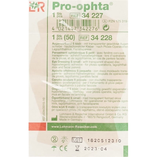 Pro-Ophta Augenverband S Durchsichtig Grösse S buy online