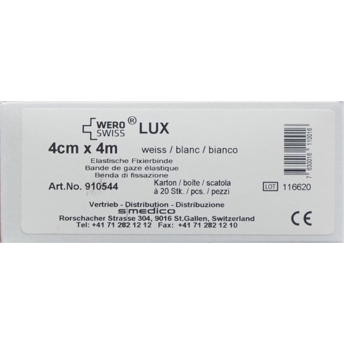 Wero Lux Elastische Fixierbinde 4mx4cm Weiss 20 Stück buy online