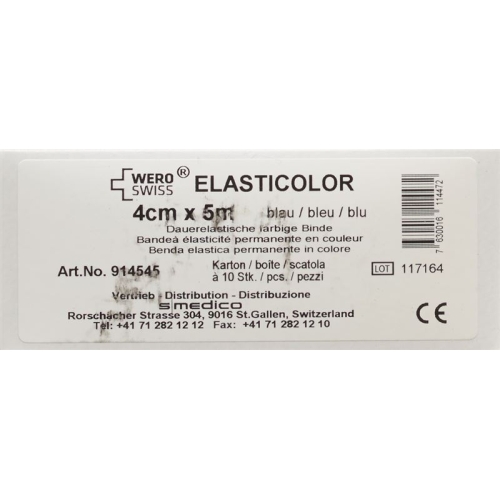 Wero Elasticolor Elastische Binde 5mx4cm Blau 10 Stück buy online