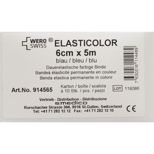 Wero Elasticolor Elastische Binde 5mx6cm Blau 10 Stück buy online