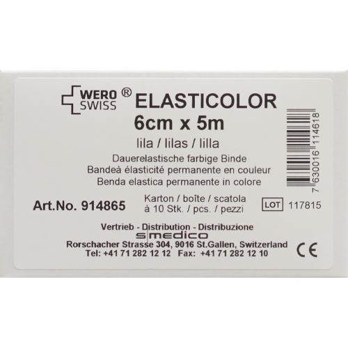 Wero Elasticolor Elastische Binde 5mx6cm Lila 10 Stück buy online