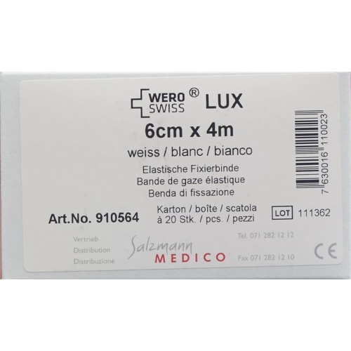 Wero Lux Elastische Fixierbinde 4mx6cm Weiss 20 Stück buy online