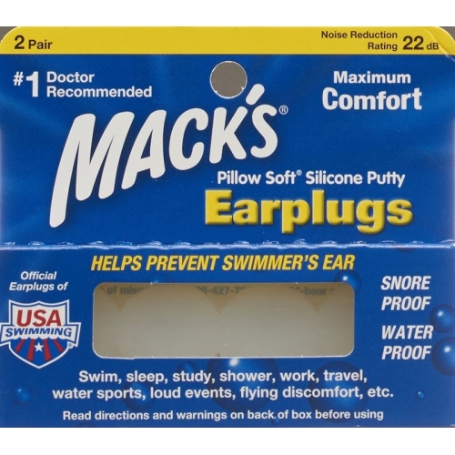 Macks Earplugs Transparent 2 pairs buy online