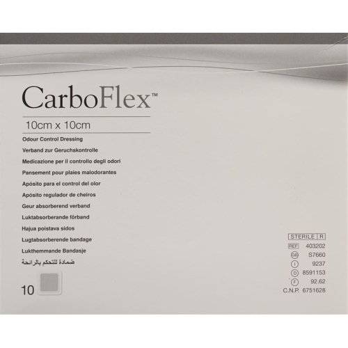 Carboflex Aktivkohle Verband 10x10cm Steril 10 Stück buy online