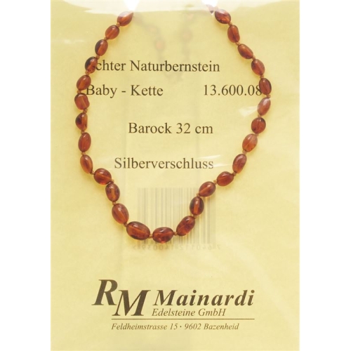 Mainardi Bernstein Babykette Barock 32cm Silberverschluss buy online