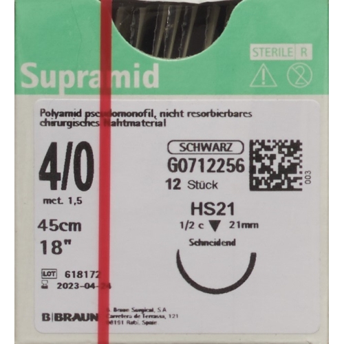 Supramid 45cm Hs 21 4-0 Schwarz 12 Stück buy online