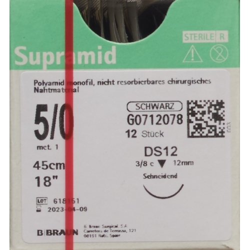 Supramid 45cm Dose 12 5-0 Schwarz 12 Stück buy online