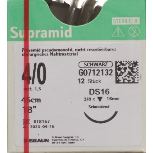 Supramid 45cm Dose 16 4-0 Schwarz 12 Stück buy online